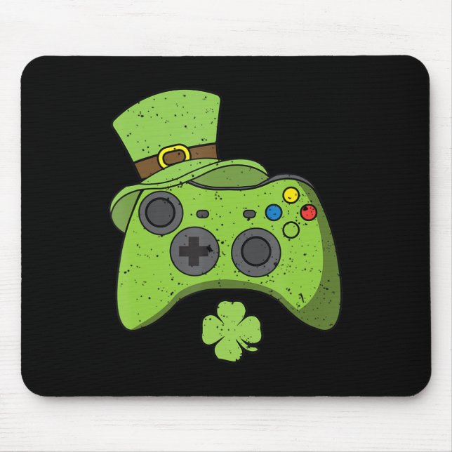 Tapis De Souris Jeu vidéo amusant Console Jour de la Saint Patrick (Devant)