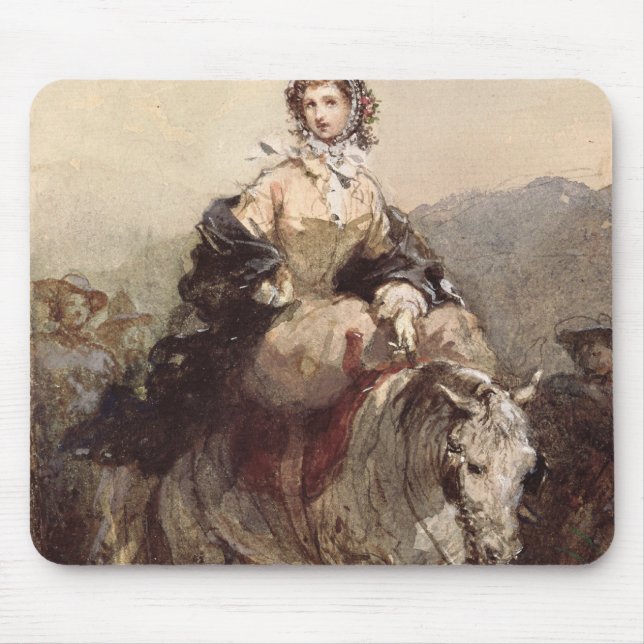 Tapis De Souris Jeune femme sur un cheval (Devant)