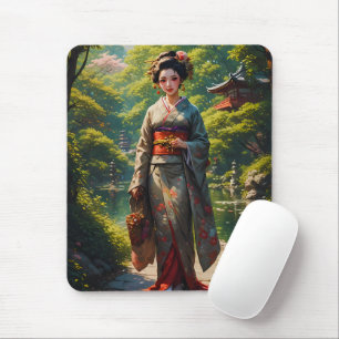 Tapis De Souris Jeune fille du jardin vert
