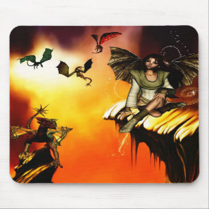 Tapis De Souris Jeune fille Mousepad de dragon