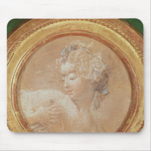 Tapis De Souris Jeune fille serrant son sein