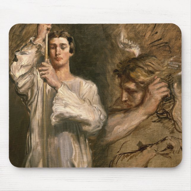 Tapis De Souris Jeune homme tenant une croix (Devant)