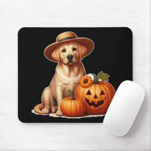 Tapis De Souris Jeune Labrador jaune portant un chapeau avec des c