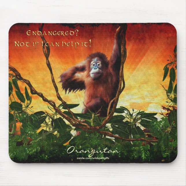Tapis De Souris Jeune Orangutan & Jungle Sunrise Art Mousepad (Devant)
