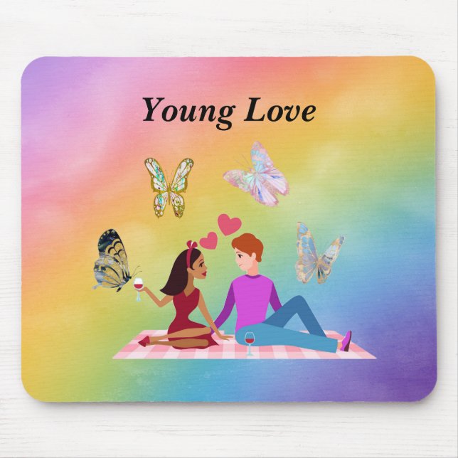 Tapis De Souris Jeune souris d'amour avec couple (Devant)
