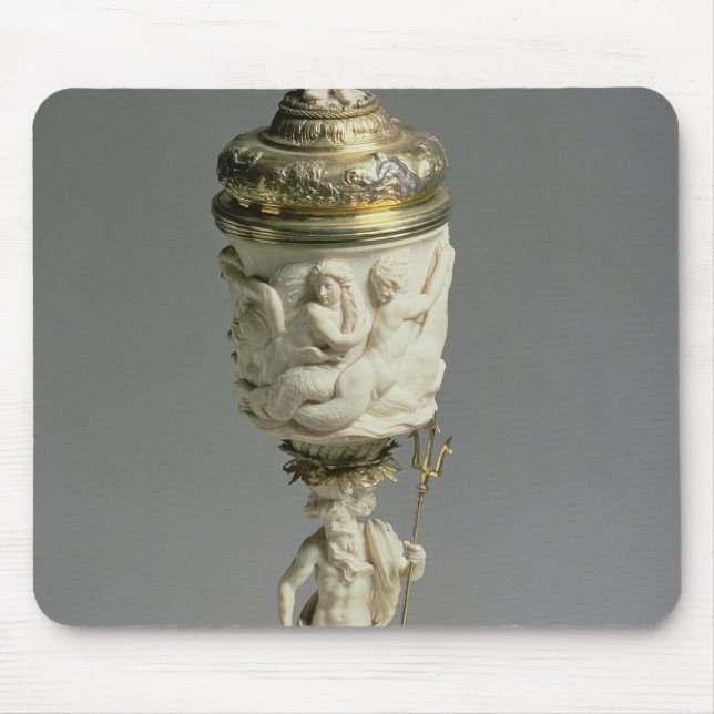 Tapis De Souris Jeune truie argentée et gobelet en ivoire découpé (Devant)