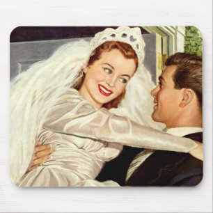 Tapis De Souris Jeunes mariés de mariage vintage, mariée et mari h