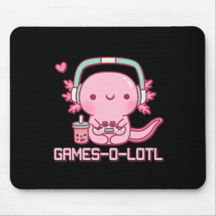 Tapis De Souris Jeux vidéo Gamesolotl Axolotl Kawaii Anime Gamer