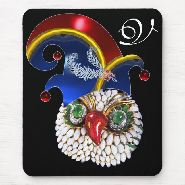 TAPIS DE SOURIS JEWEL OWL, ELF CASQUETTE AVEC DES PLUMES DE DIAMON (Devant)