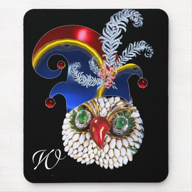 TAPIS DE SOURIS JEWEL OWL, ELF CASQUETTE AVEC DES PLUMES DE DIAMON (Devant)