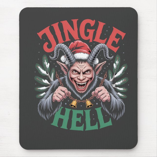 Tapis De Souris Jingle Hell Noël Krampus Evil Xmas  (Devant)
