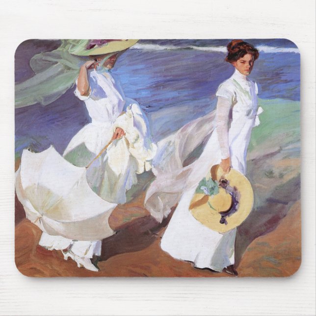 Tapis De Souris Joaquin Sorolla Femmes Promenade Plage (Devant)