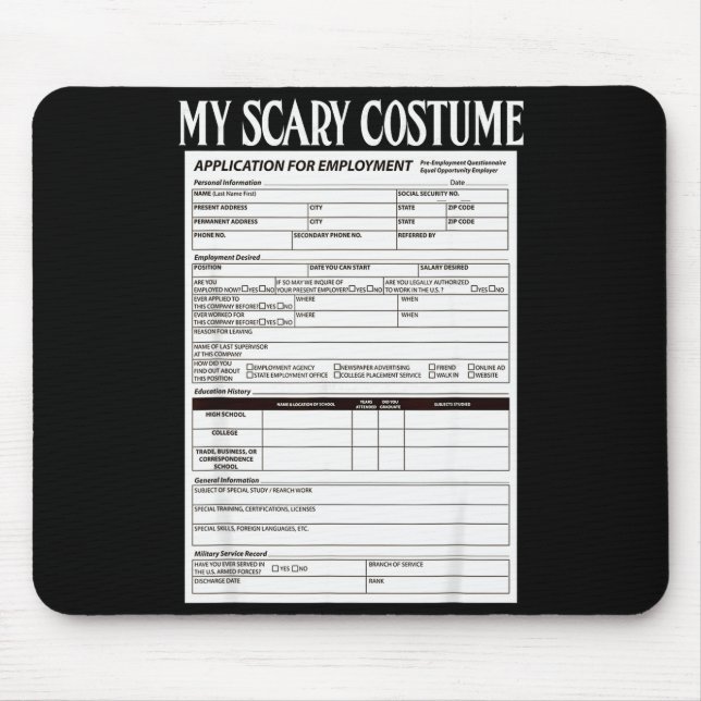 Tapis De Souris Job Application Funny Y Halloween Costume Trick Or (Devant)