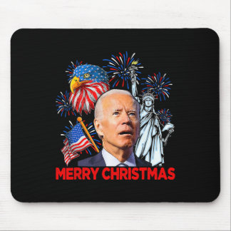 Tapis De Souris Joe Biden Confus Patriotique Joyeux Noël Pour 4