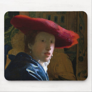 Tapis De Souris Johannes Vermeer - Fille avec un Casquette rouge