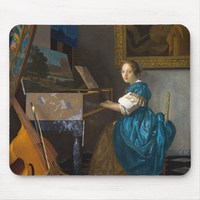 Tapis De Souris Johannes Vermeer - Lady assise à une virginale (Devant)