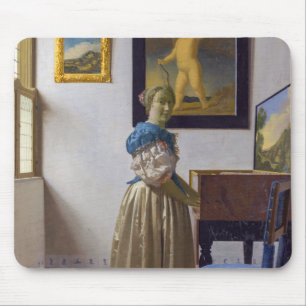 Tapis De Souris Johannes Vermeer - Lady Standing at a Virginal