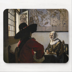 Tapis De Souris Johannes Vermeer - Officier avec une fille qui rit