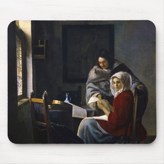 Tapis De Souris Johannes Vermeer - Une fille interrompue à sa musi (Devant)