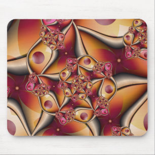 Tapis De Souris Joie colorée Abstrait Fantaisie fractale rouge ora