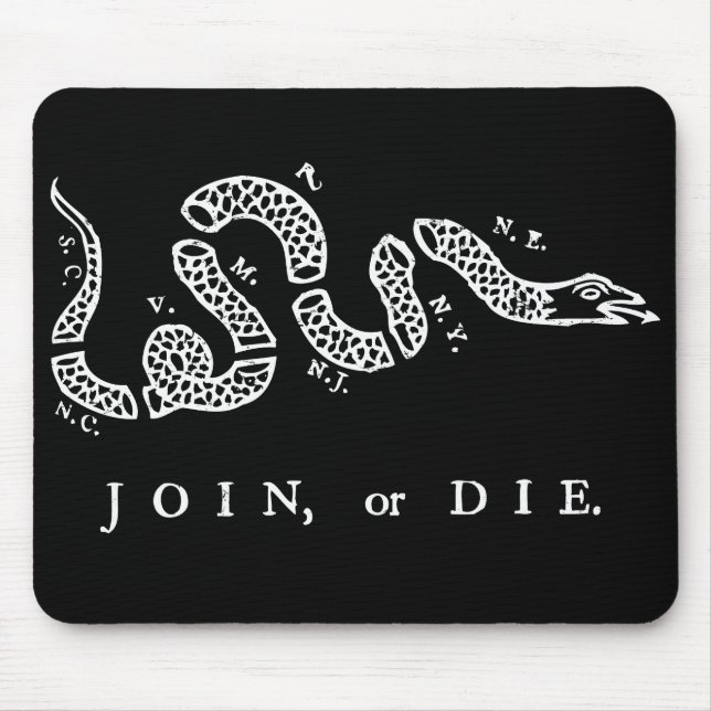 Tapis De Souris joignez ou mourez graphique blanc affligé (Devant)