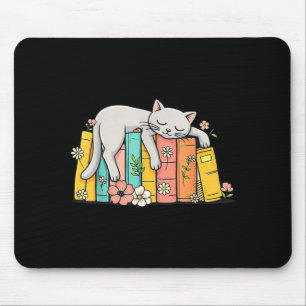 Tapis De Souris Joli adorable chat endormi et livres livre confort