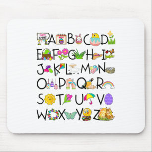 Tapis De Souris Joli Alphabet Drôle Jour de Pâques Abc Alphabet Oe