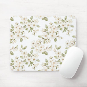 Tapis De Souris Joli arbre à fleurs crème