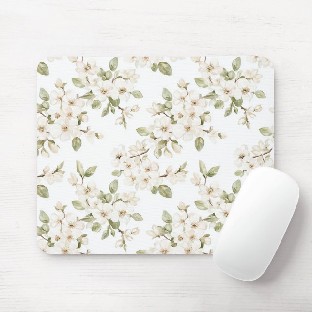 Tapis De Souris Joli arbre à fleurs crème  (Avec souris)
