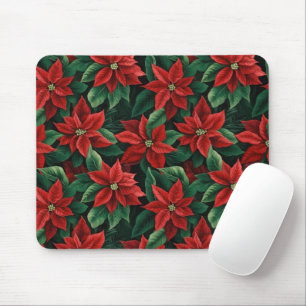 Tapis De Souris Joli Art numérique rouge et vert Poinsettias