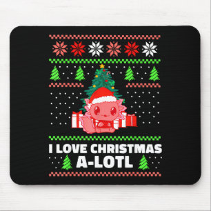 Tapis De Souris Joli Axolotl J'adore Noël A-lotl Chapeau De Noël S