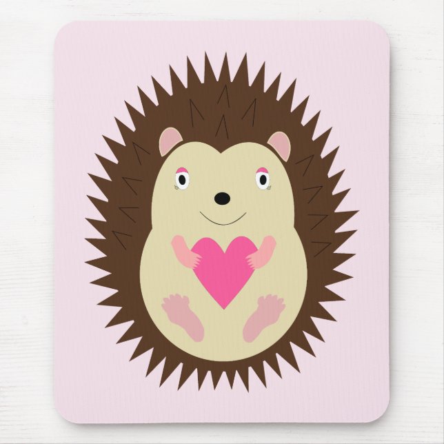 Tapis De Souris Joli bébé hérisson rose fille (Devant)