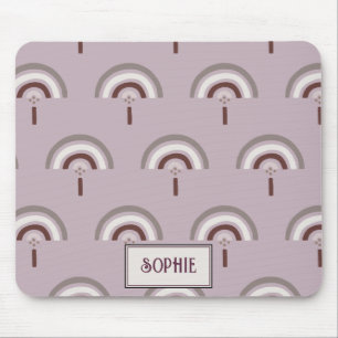 Tapis De Souris Joli Boho personnalisé Rainbow Argent rose