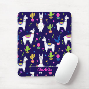 Tapis De Souris Joli Cactus Arc-en-Ciel Alpaga Nom Personnalisé Bl