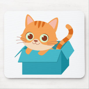 Tapis De Souris Joli Chat Chaton Dessin Animé Orange Tigré