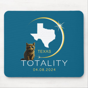 Tapis De Souris Joli chat de l'éclipse solaire totale du Texas