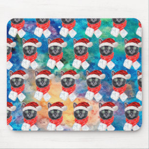 Tapis De Souris Joli Chat Noir Drôle de Noël Fêtes