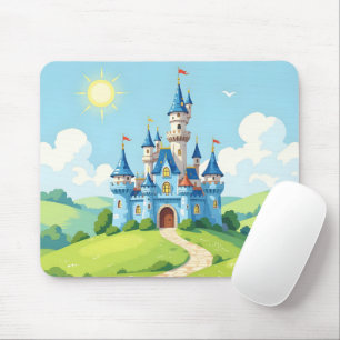 Tapis De Souris Joli château bleu et blanc