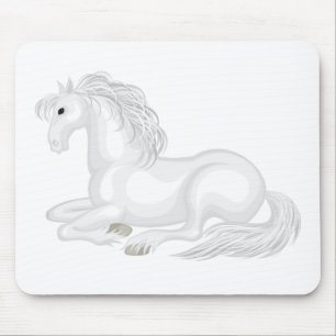 Tapis De Souris Joli Cheval Blanc Amour Équitation Poney Amour Che