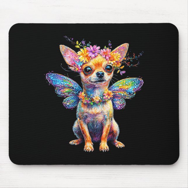 Tapis De Souris Joli chien chihuahua ange avec des ailes  (Devant)
