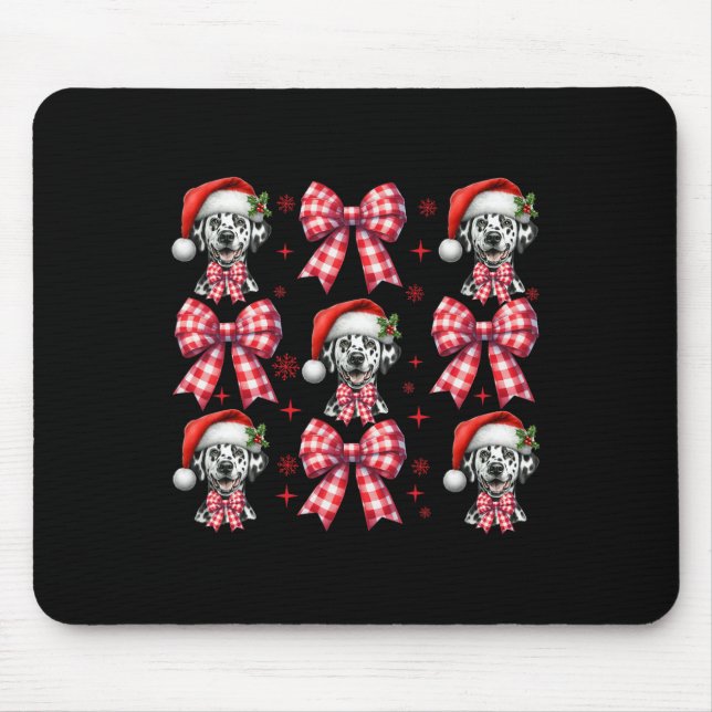 Tapis De Souris Joli Chien Dalmatien Rouge Coquette Coquette Bow C (Devant)