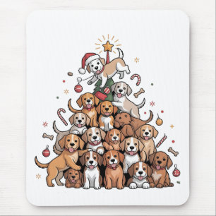 Tapis De Souris Joli chien d'arbre de Noël de Noël