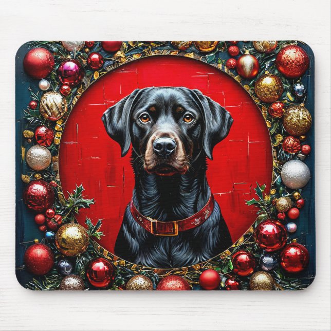 Tapis De Souris Joli chien de Noël (Devant)