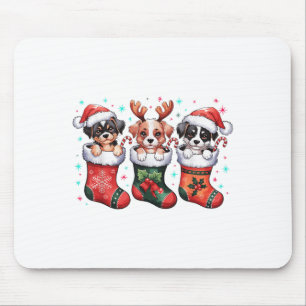Tapis De Souris Joli chien Noël Santa Noël drôle Xmas chien 