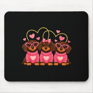 Tapis De Souris Joli chien teckel Saint-Valentin amoureux romantiq