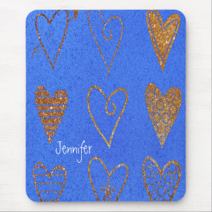 Tapis De Souris Joli Coeurs Or Personnalisé Pad Souris