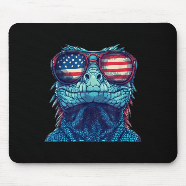 Tapis De Souris Joli Costume De Reptile Patriotique Pour Lizard Et (Devant)