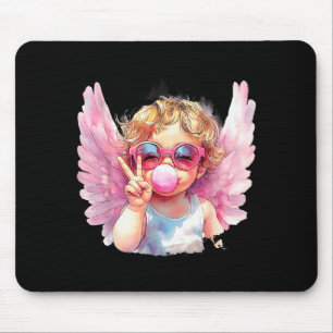 Tapis De Souris Joli Cupidon soufflant des bulles de chewing-gum S