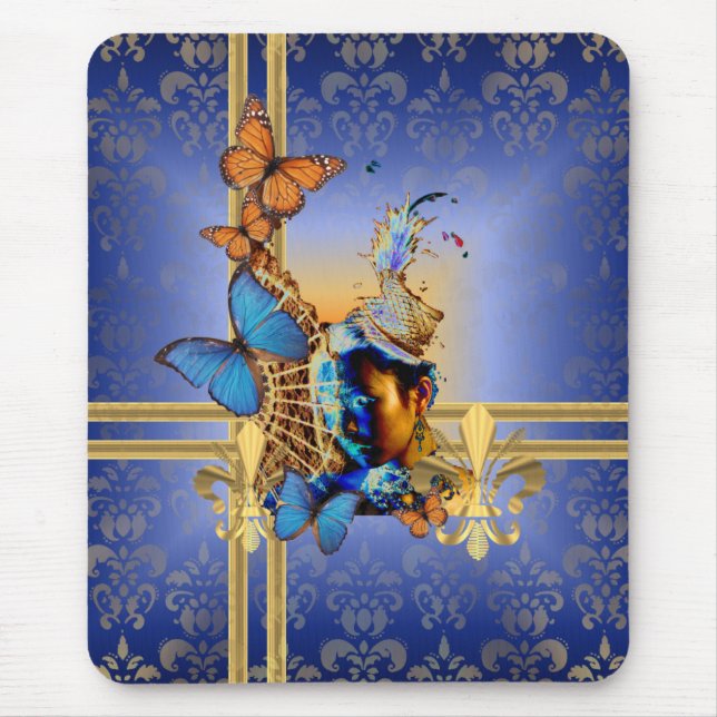 Tapis De Souris Joli design féminin girinine et papillons (Devant)