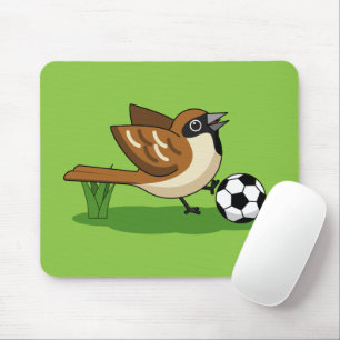 Tapis De Souris Joli Dessin De Caricature Sparrow Jouer Au Footbal